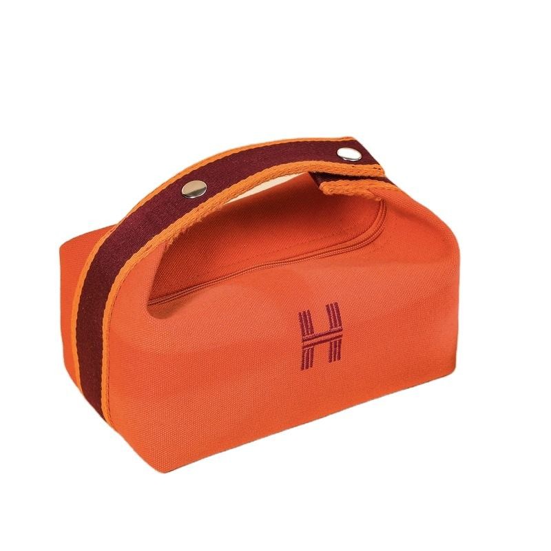 Solid Printed Makeup Bag Orange