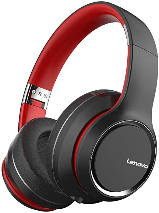 Lenovo Wireless Bluetooth 5.0 Foldable Noise-cancelling Stereo Over Ear Headphone with 3.5mm Aux Cable for Mobile phones, Tablets, Laptops and PCs HD200 (Black)