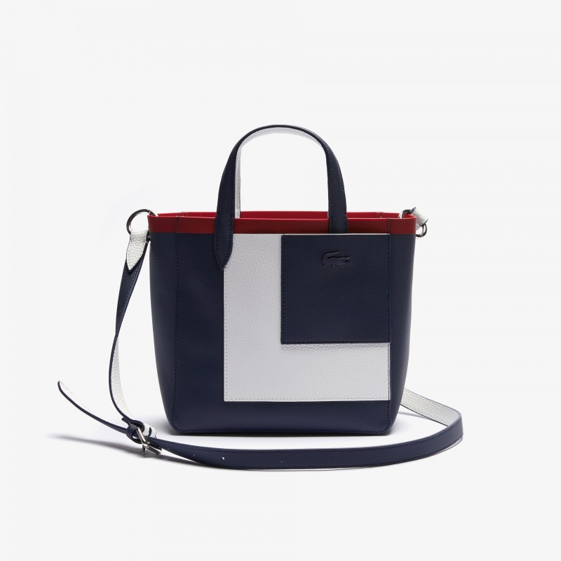 Anna Contrast L Coated Canvas Tote Bag Marine Blue