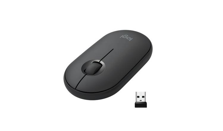 M350 Pebble Wireless Mouse, Bluetooth or 2.4 GHz With USB Mini-Receiver, Silent, Slim Computer Mouse With Quiet Click for Laptop/Notebook/PC/Mac Black