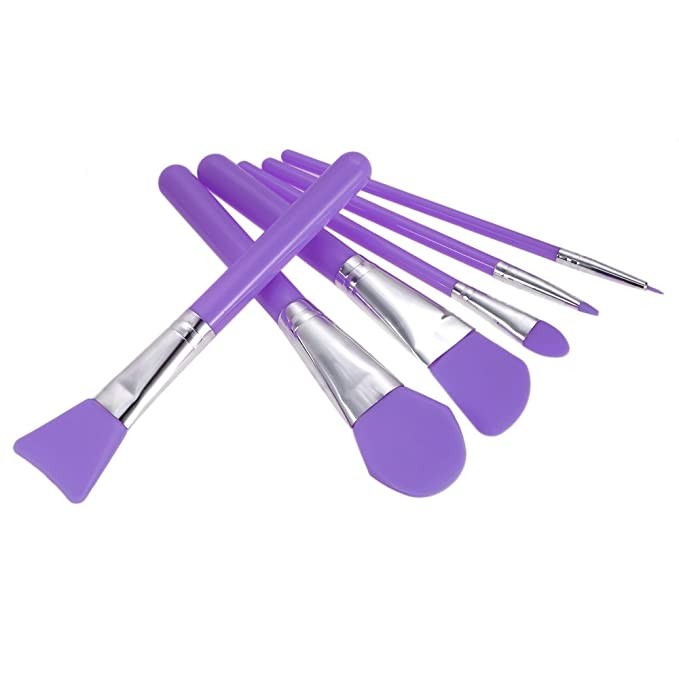 6 Piece Silicone Makeup Brush Set Purple
