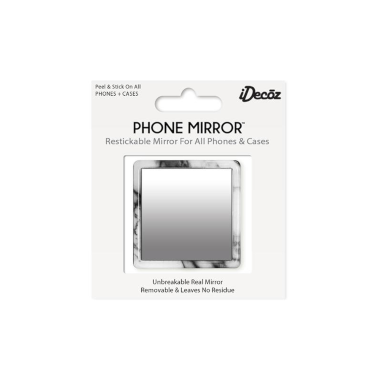 Square Phone Back Cover Mirror White Marble/Clear